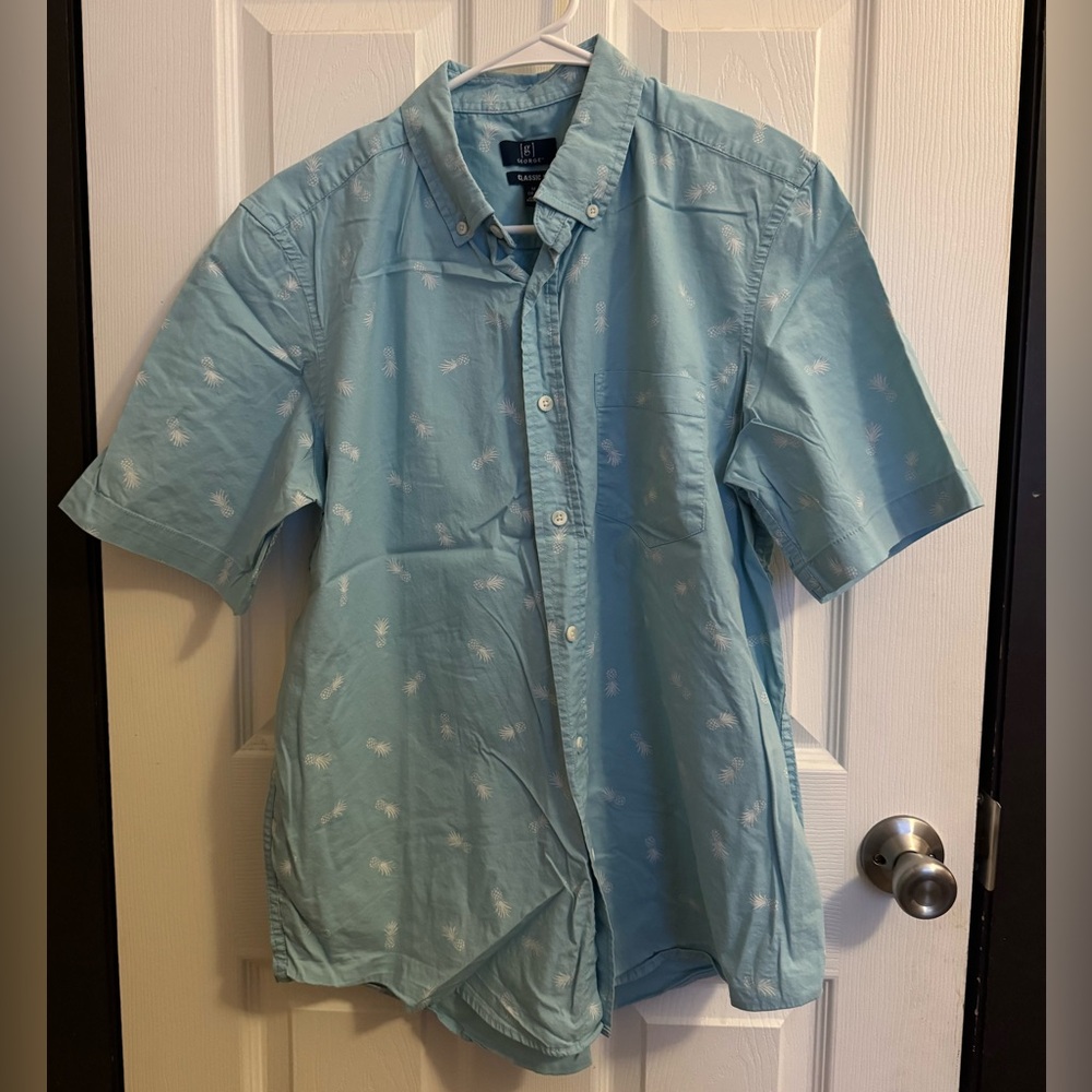 George Men's Sky Blue Casual Button-Down Shirt